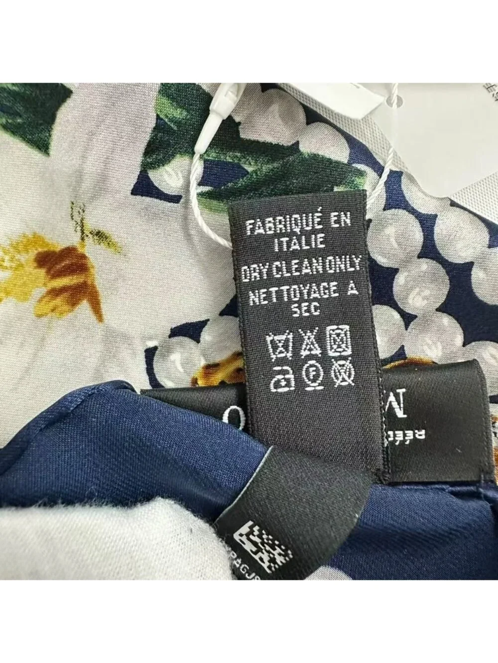 Chanel Scarf 26 Cruise Silk Flower & Pearl Logo Black